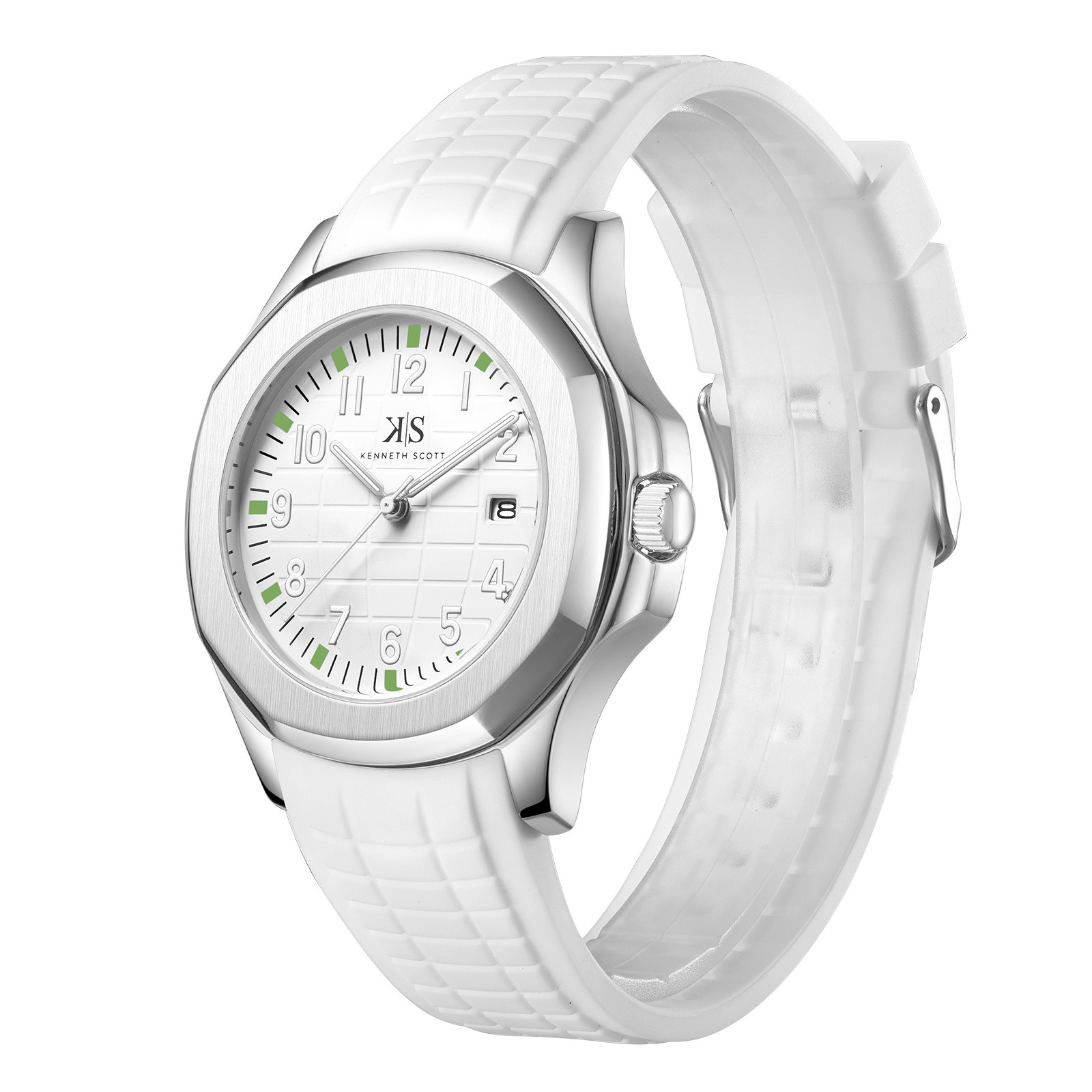 Kenneth Scott Men’s Analog Watch | White Dial, 45mm, 30 m (3 ATM)