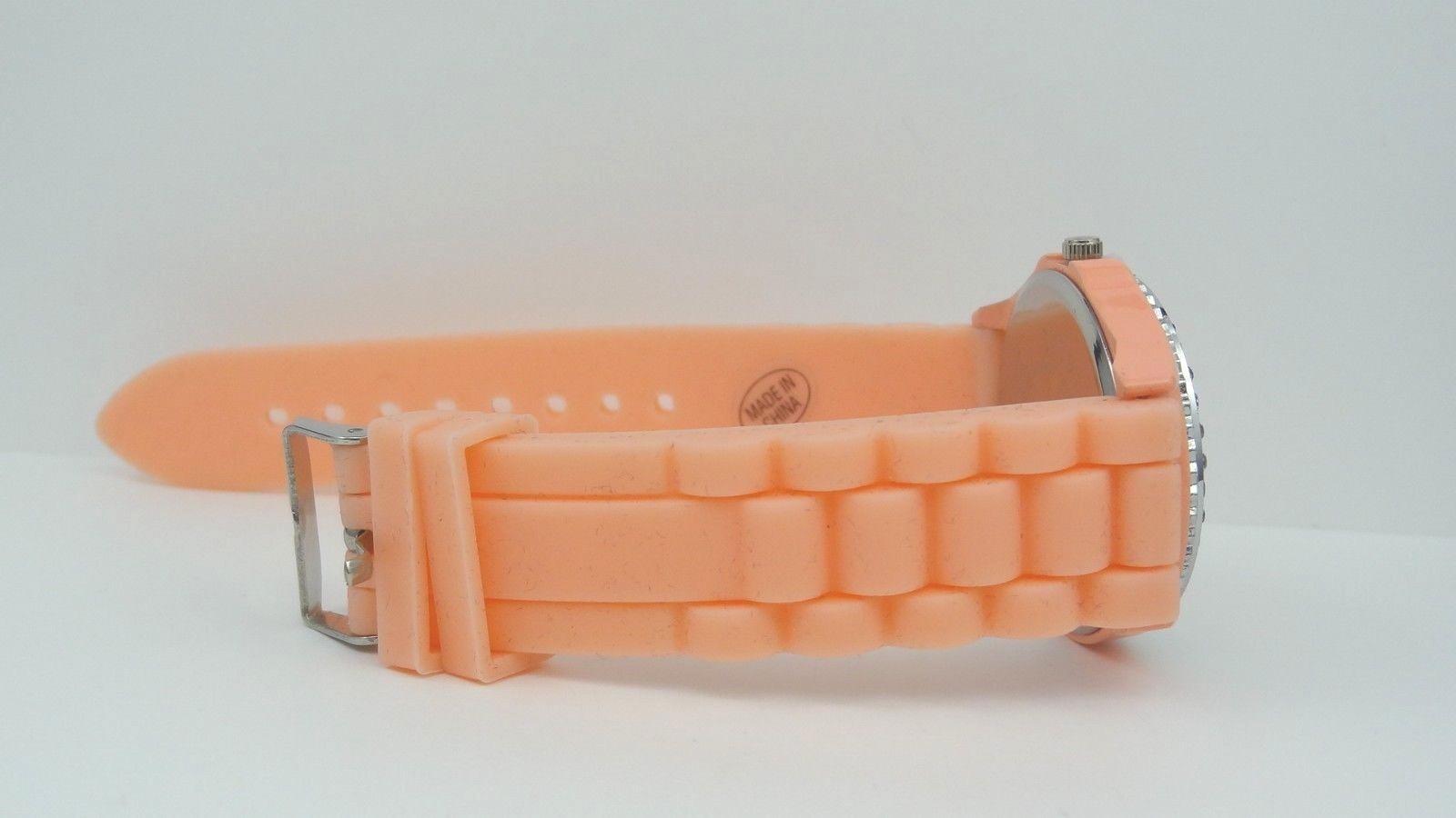 Geneva Crystals Light Pink Dial & Rubber Band Plastic Round Women’s Watch