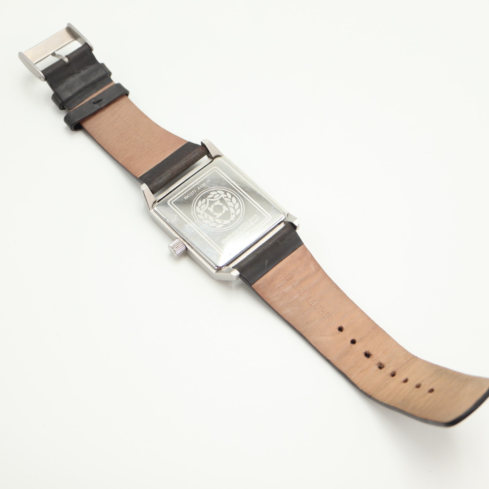 Kenneth Cole Reaction Mens 41mm Square Geometric Watch Black Leather New Battery