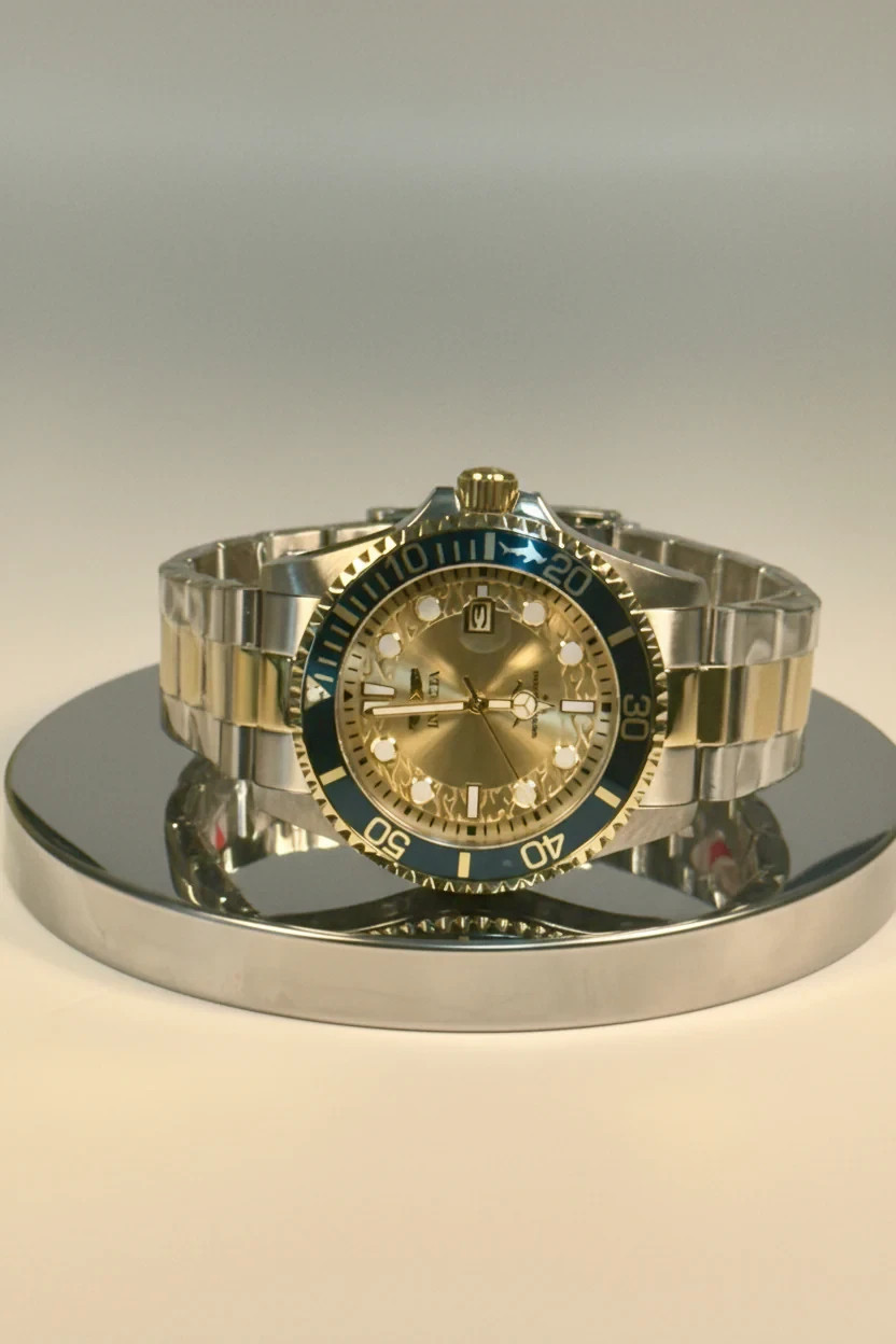 Invicta Mens Pro Diver 30022 Two Tone Champagne Dial 43mm Quartz Steel Watch New