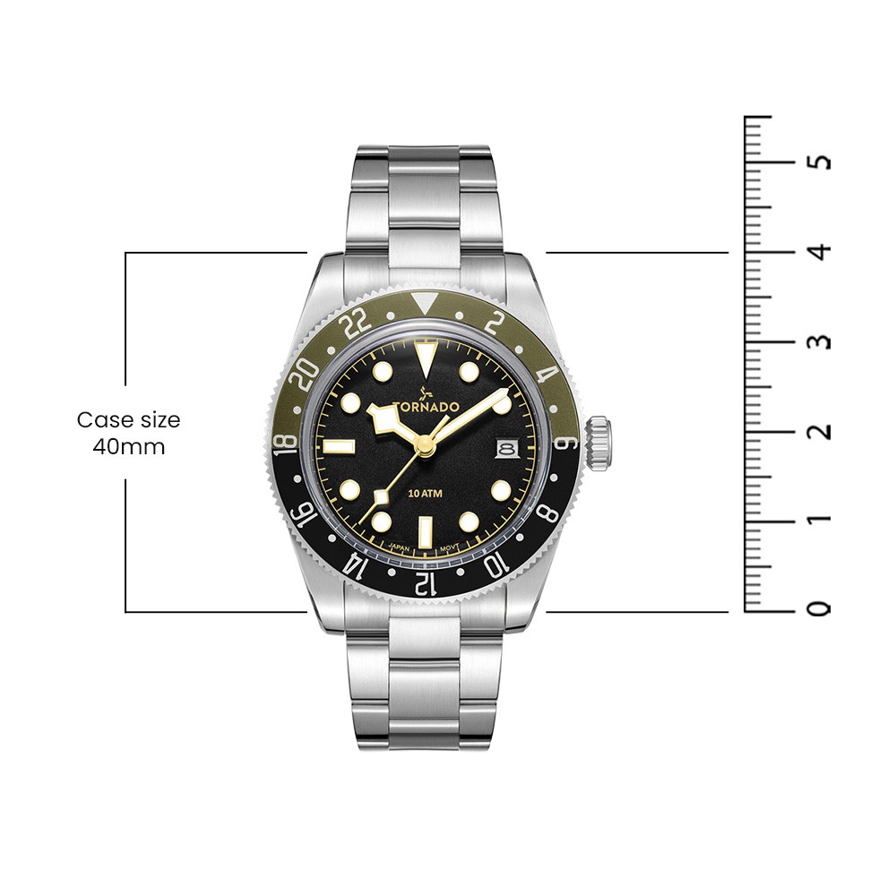 Tornado Lumina Date Just Men’s Analog Watch | Black Dial, 40mm, 100 m (10 ATM)
