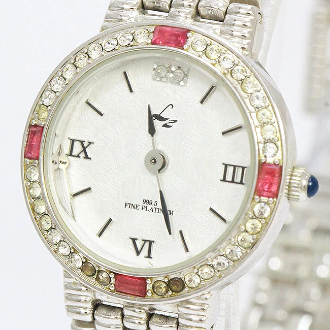[A1R] Liz LZ-106 White Dial SS Diamond Ruby Quartz [w4z]