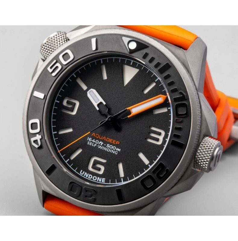 UNDONE AQUADEEP SIGNAL Automatic Titanium Silicone Gray Orange Men’s Watch