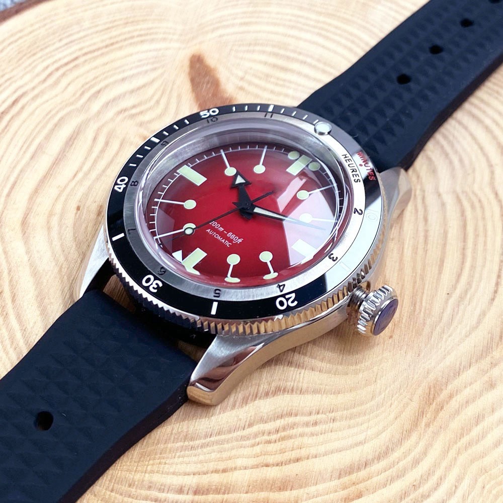 Red 40mm Miyota 8215 Automatic Diver Men Watch 20ATM Waterproof Domed Sapphire