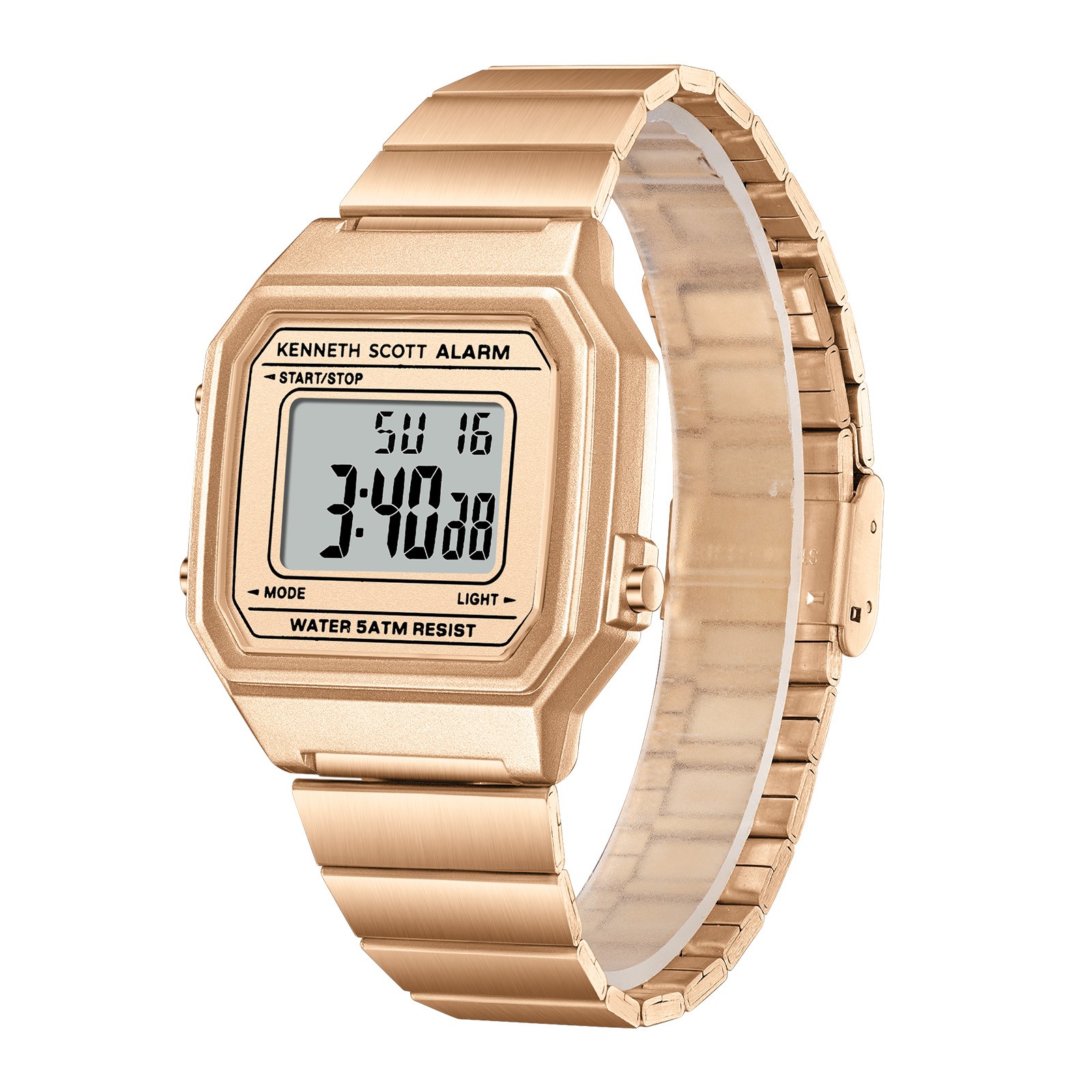 Kenneth Scott Women’s Digital Watch | Rose Gold Dial, 43mm, 50 m (5 ATM)