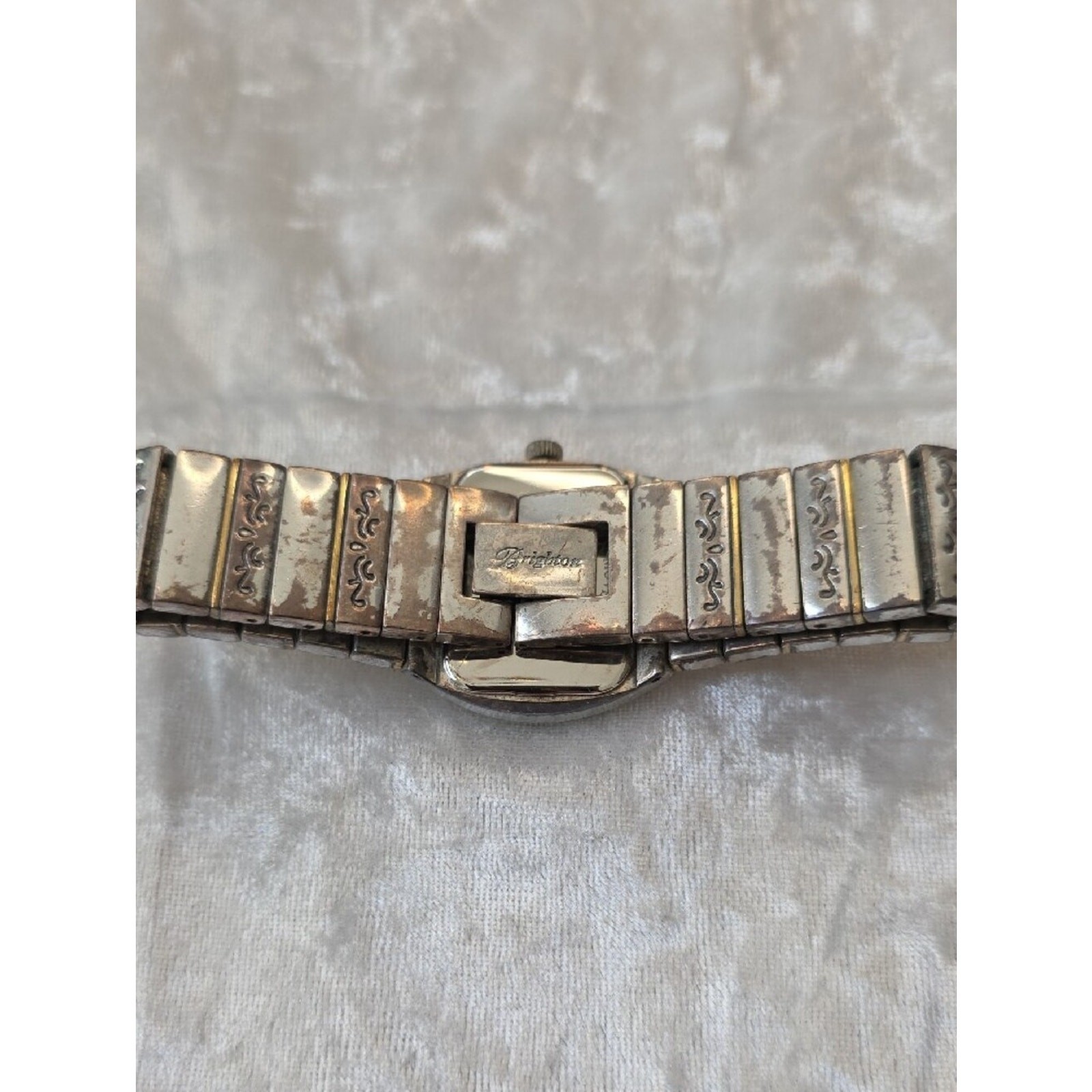 Brighton Silver and Gold-Tone Etched Bracelet Watch
