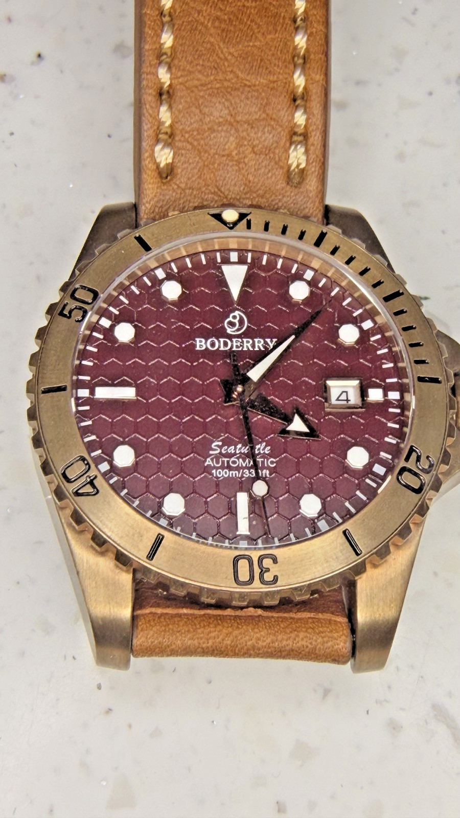 Boderry Sea Turtle BDA007B Bronze Automatic Diver 100m Brown Dial Watch