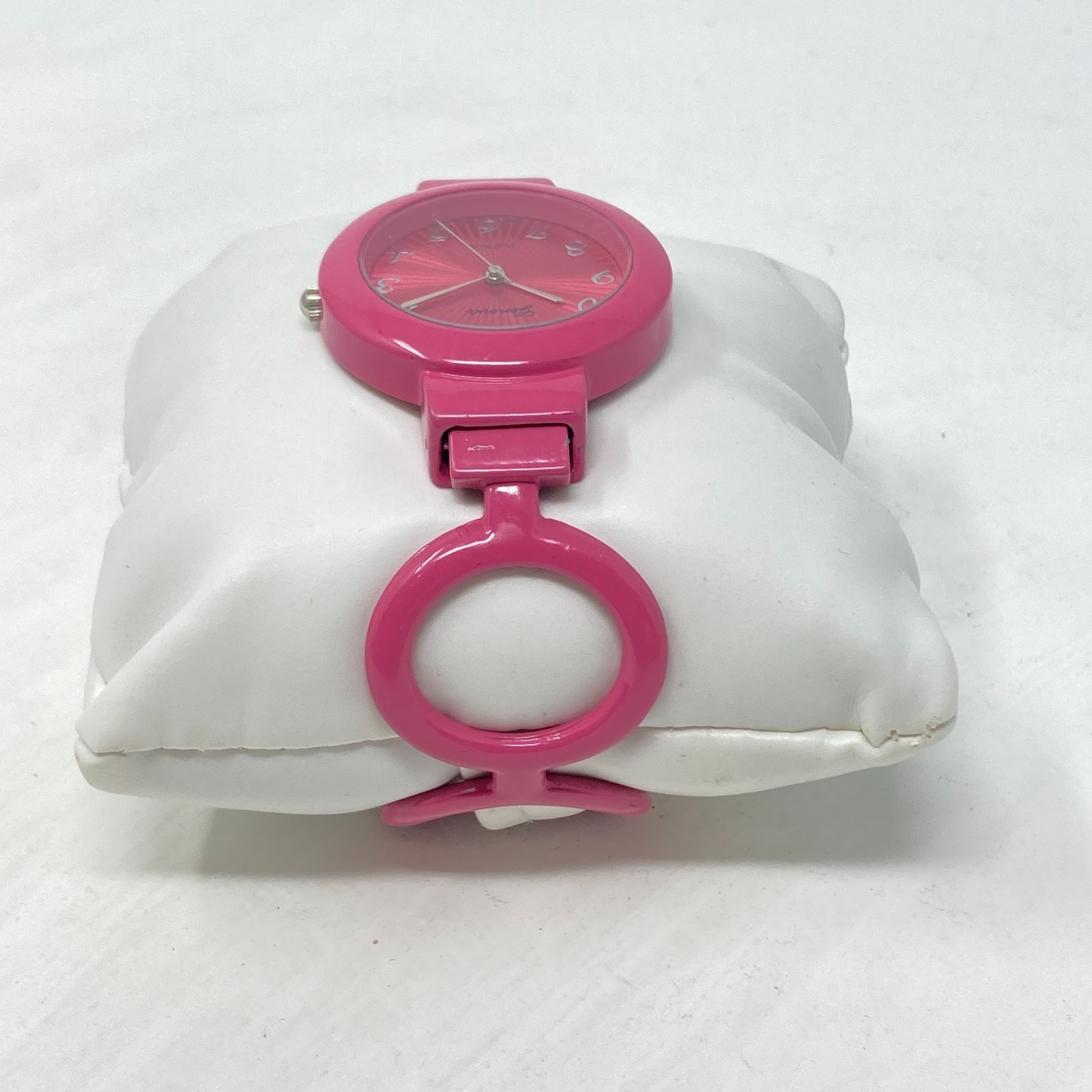 Geneva Cuff Watch Women 35mm Pink Hinged Cuff Starburst Dial New Battery 6.25″