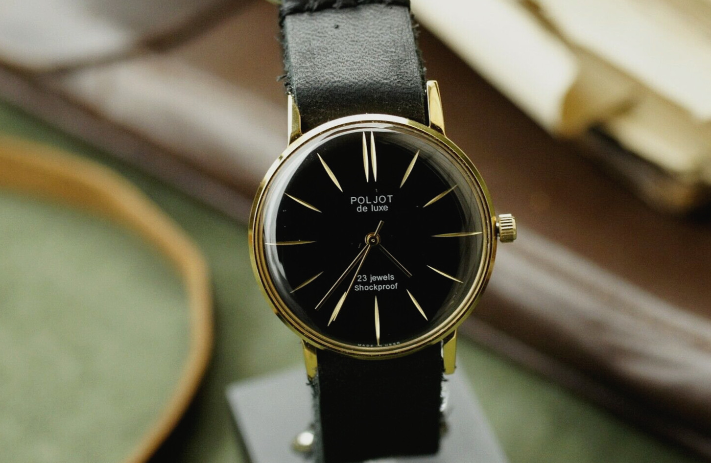 POLJOT Watch De Luxe Luxury Ultra SLIM Mechanical leather strap Men’s Vintage