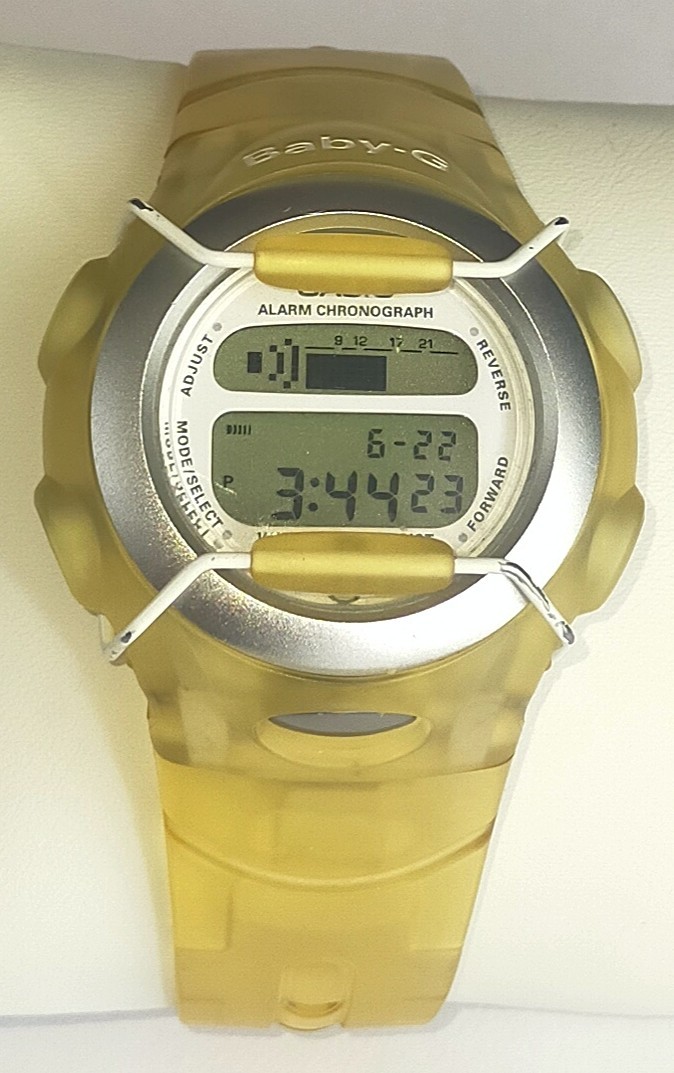 Vintage Casio Baby-G BG-380 Shock Resistant Yellow Transparent Watch New Battery