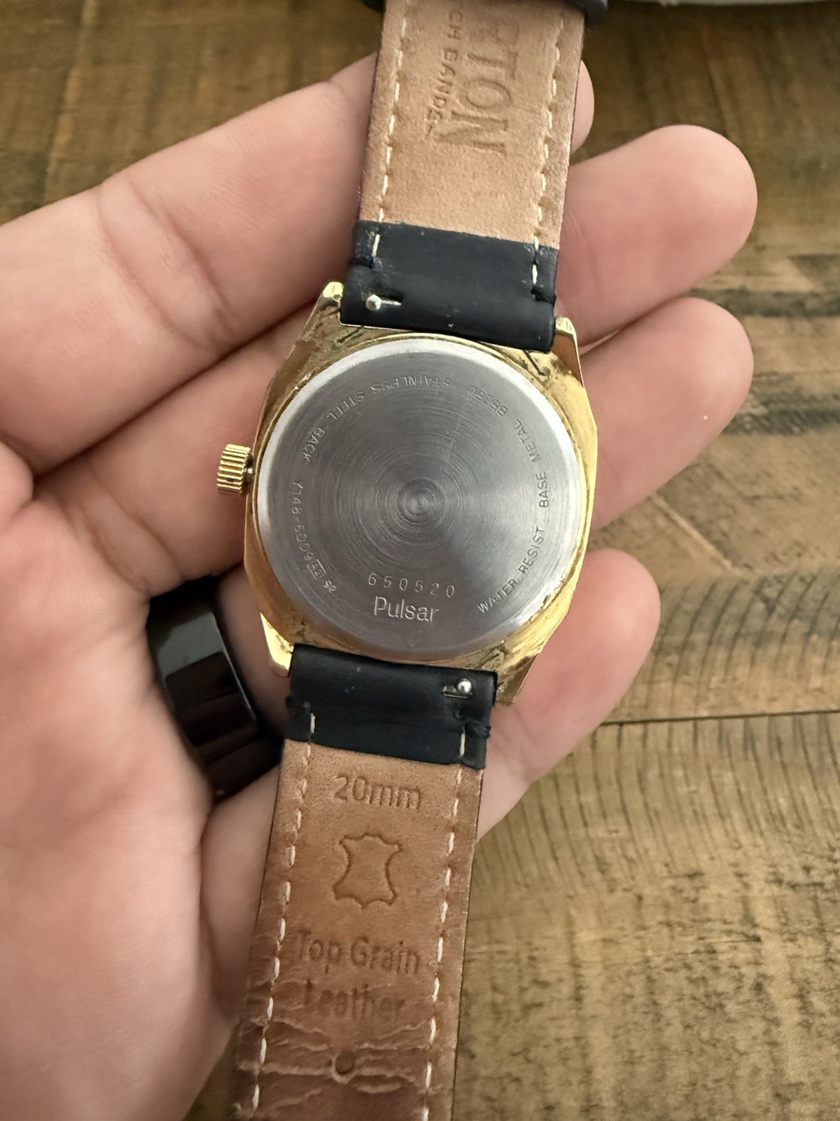 Vintage Pulsar by Seiko Classic 25mm Tank Watch Gold Tone Leather New Battery