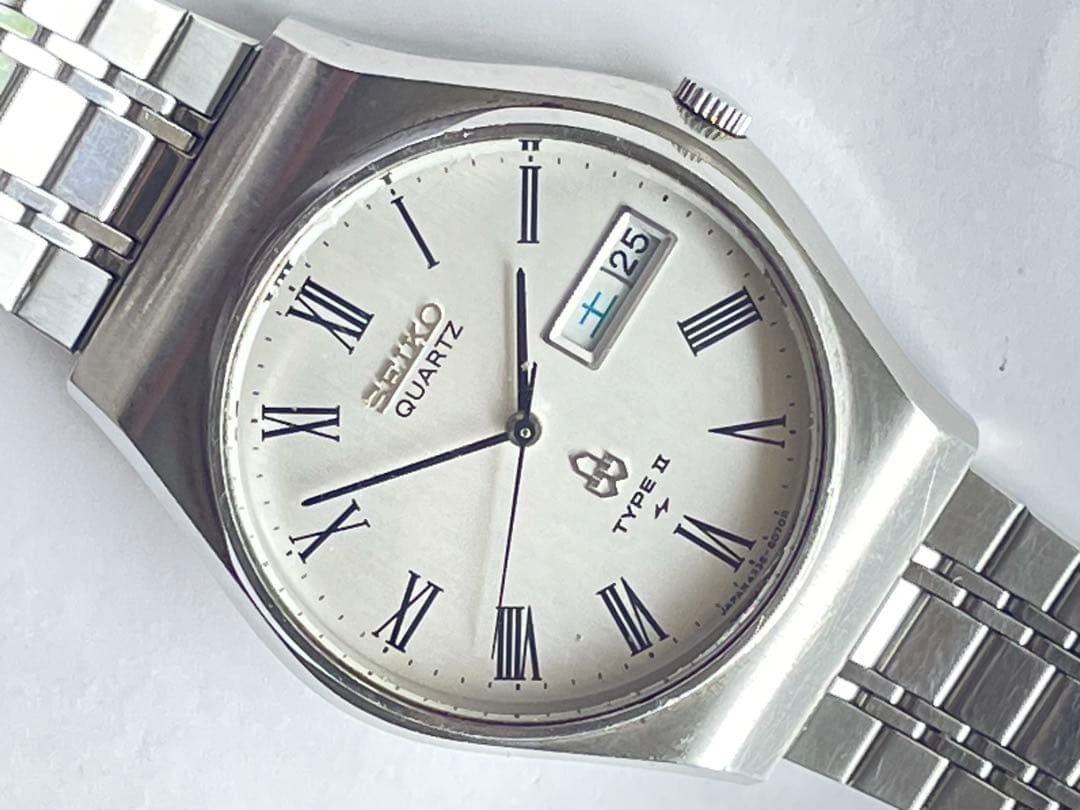 SEIKO TYPE II 4336-8040 DAINI 1977 Silver Dress Watch Used Japan