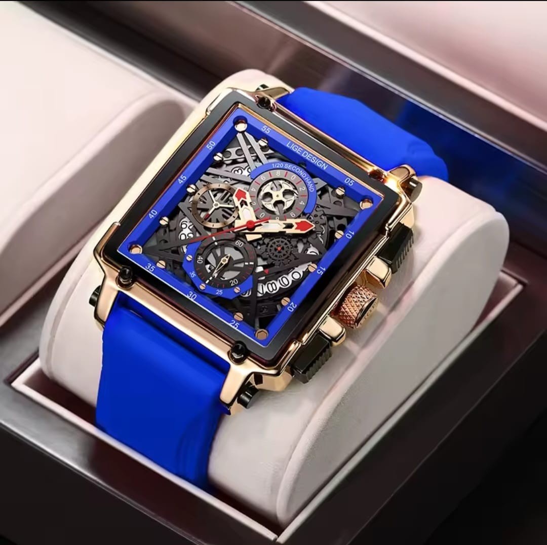 LIGE New Fashion Chronograph Square Dial Watch for Men