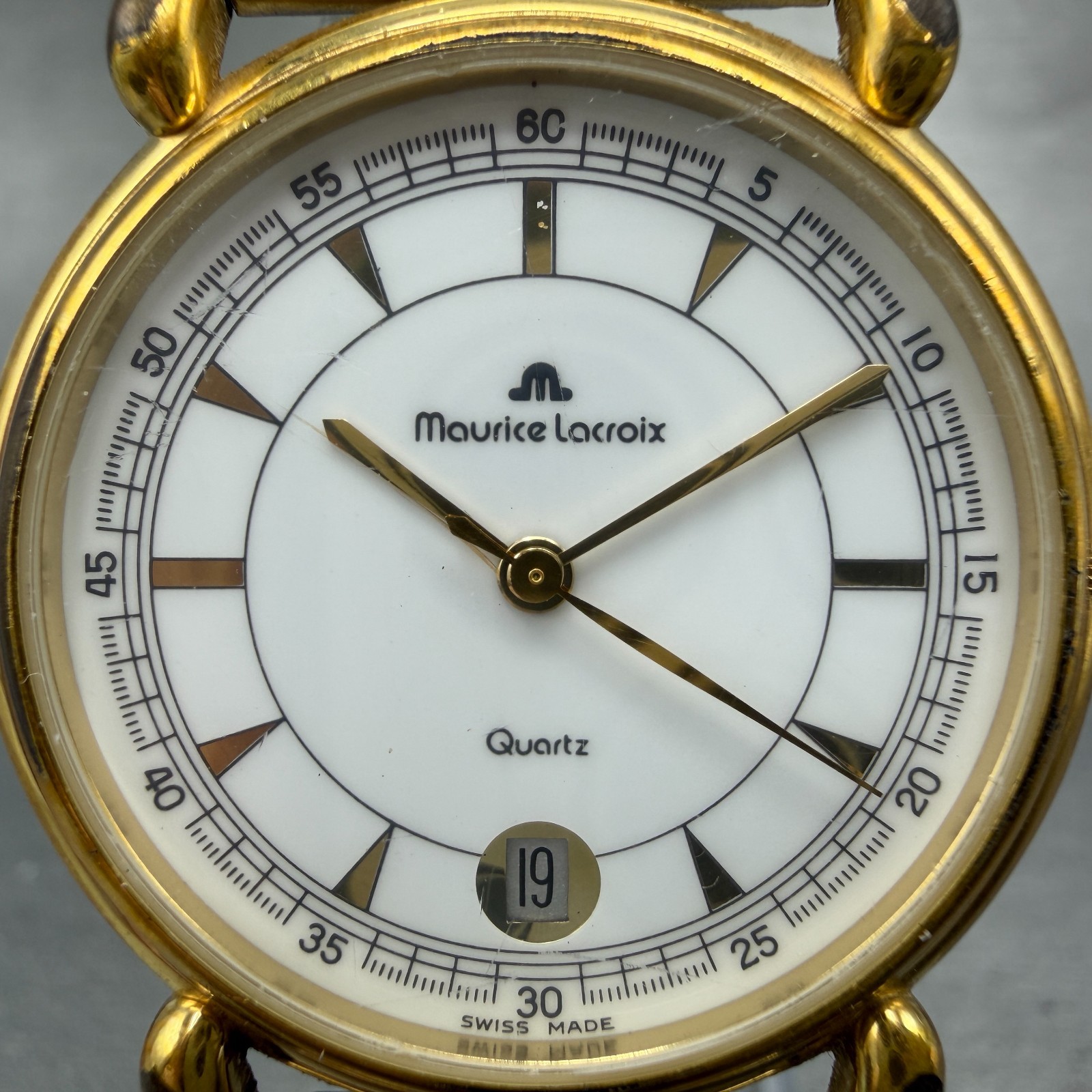 Maurice Lacroix Les Classiques Watch Men 34mm White Dial Gold Tone Date New Batt