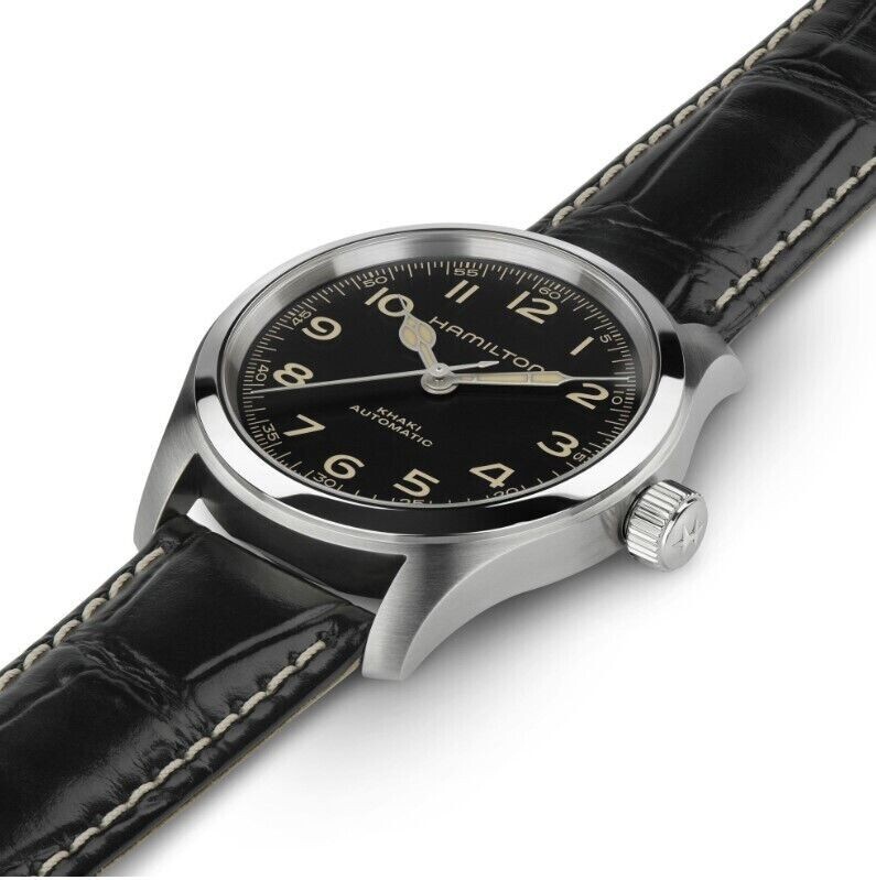 New Hamilton Khaki Field Murph Auto Black Dial leather Strap Watch H70405730