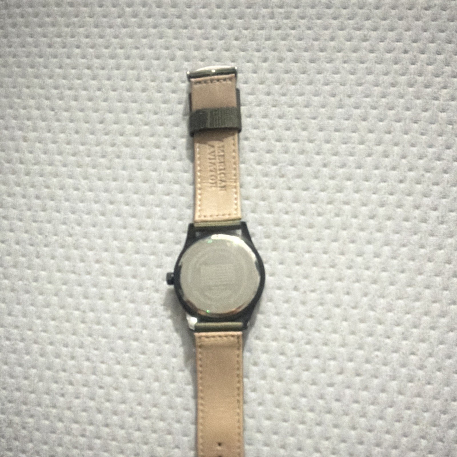 American Aviator Quartz Analog 50m 42mm Black Case Green Nylon Strap Military