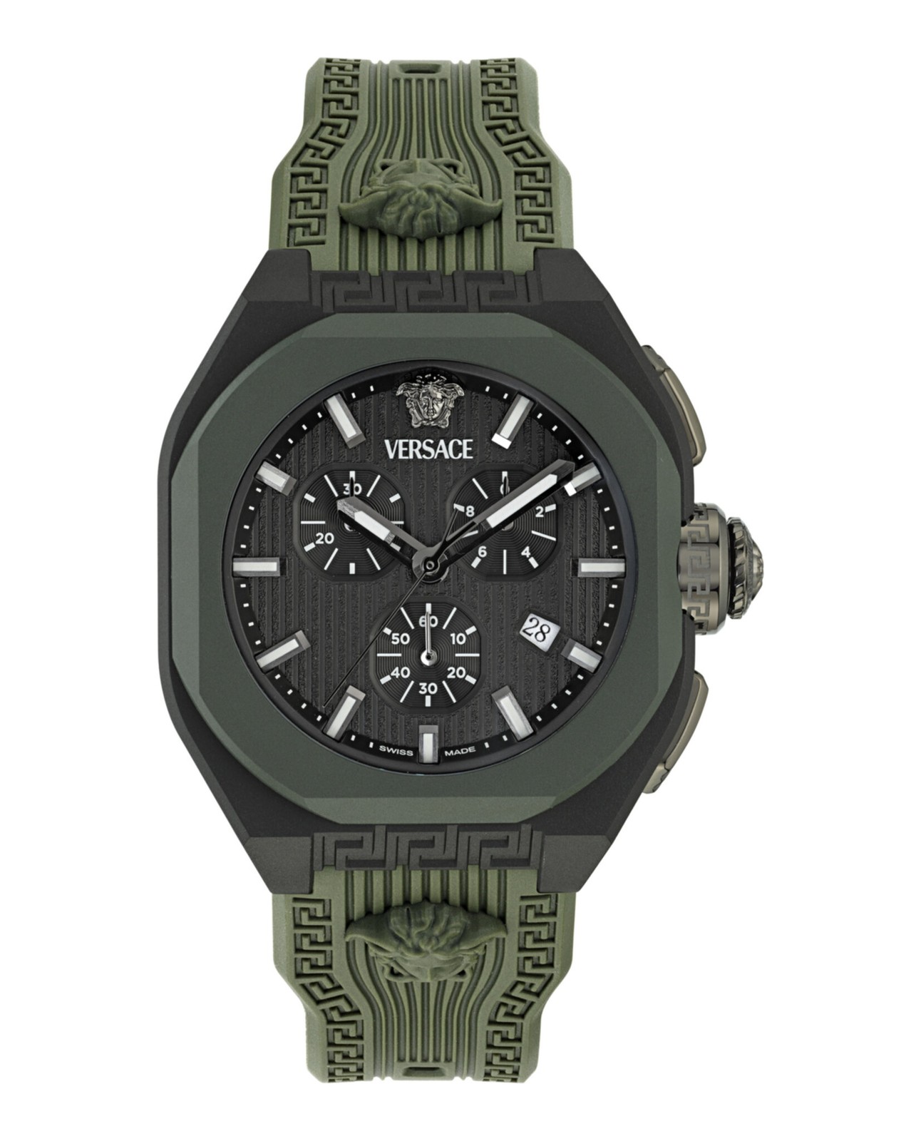 Versace Mens Black 44mm Strap Fashion Watch