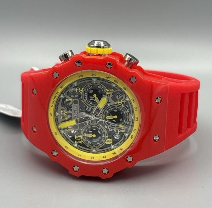 Invicta Racing Vaulthan Men’s Chronograph Watch 44mm Red Silicone Band 🔥 69659
