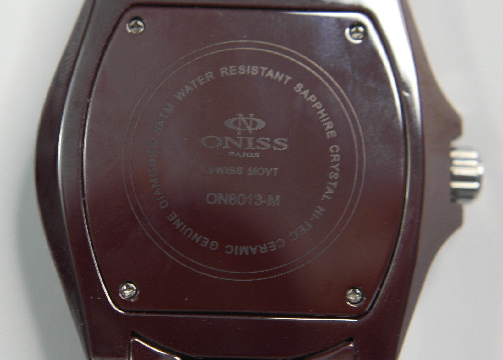 ONISS PARIS ON8013-M Quartz Diamonds Sapphire Burgundy Men’s Wristwatch – Rare
