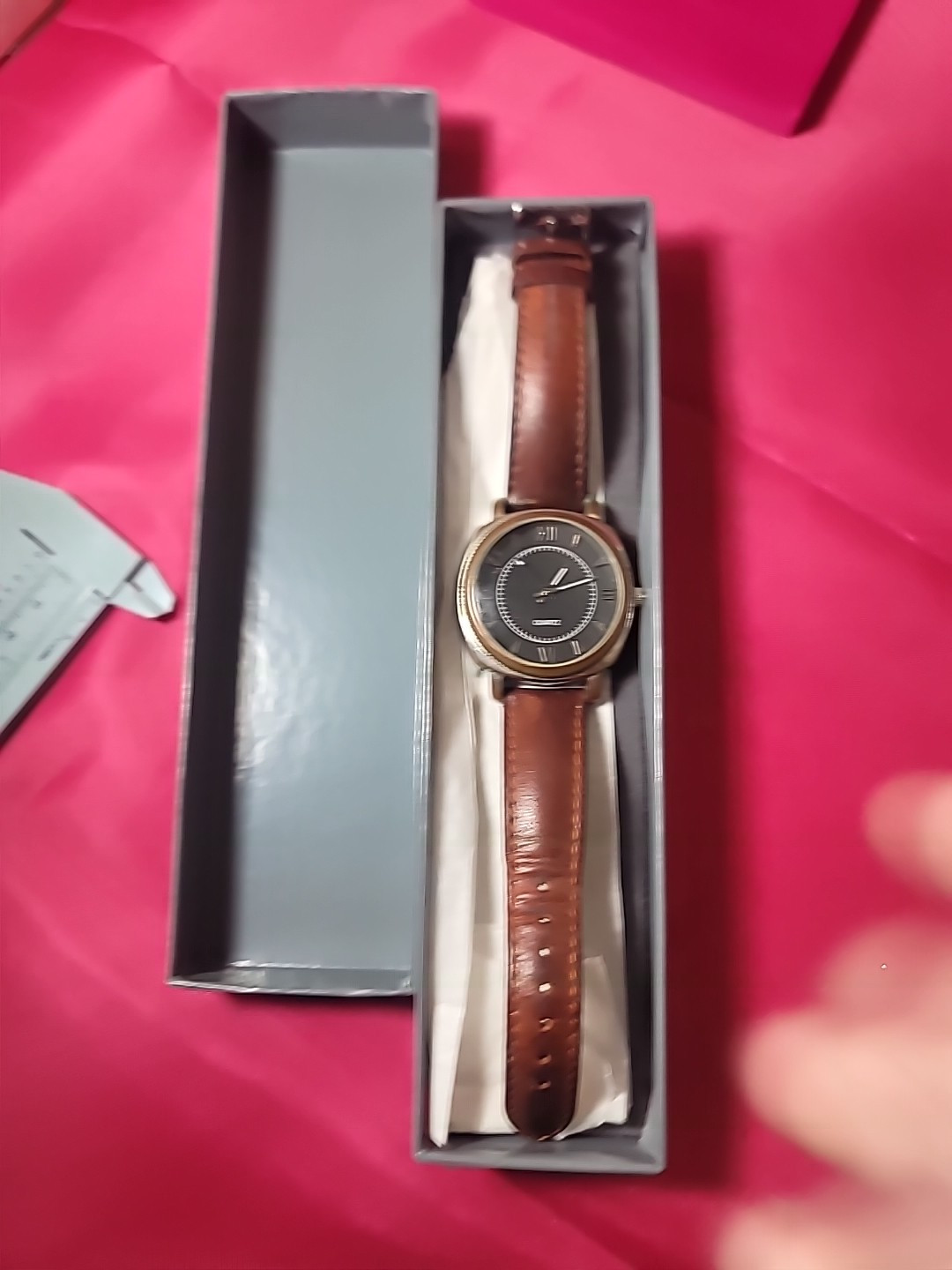 Unknown Brand Quartz Watch Brown Leather Band Works