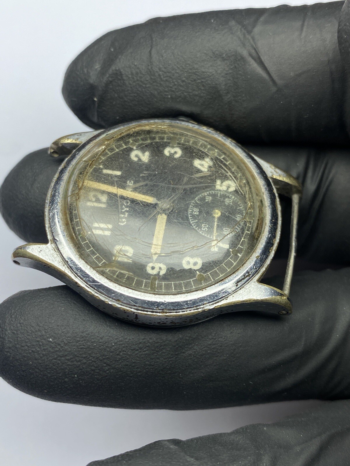 Rare German Military Watch GLYCINE D 88488 H, 1940s Wehrmacht for PARTS / REPAIR
