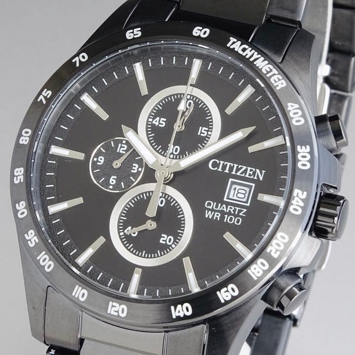 New Citizen Men’s Wristwatch Chrono 42mm Black Dial Waterproof