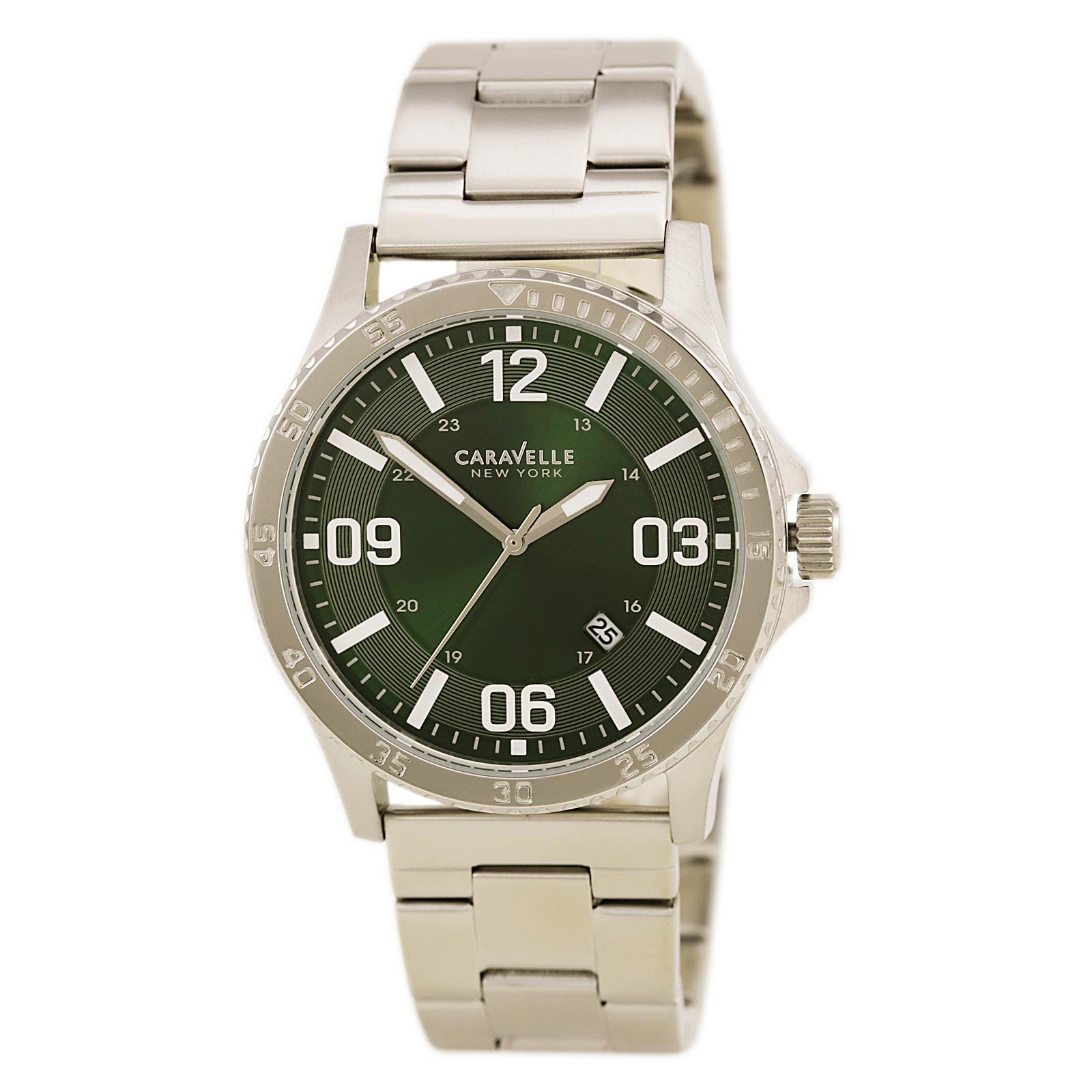 Caravelle New York by Bulova 43B129 Mens Green Dial Quartz Date Watch
