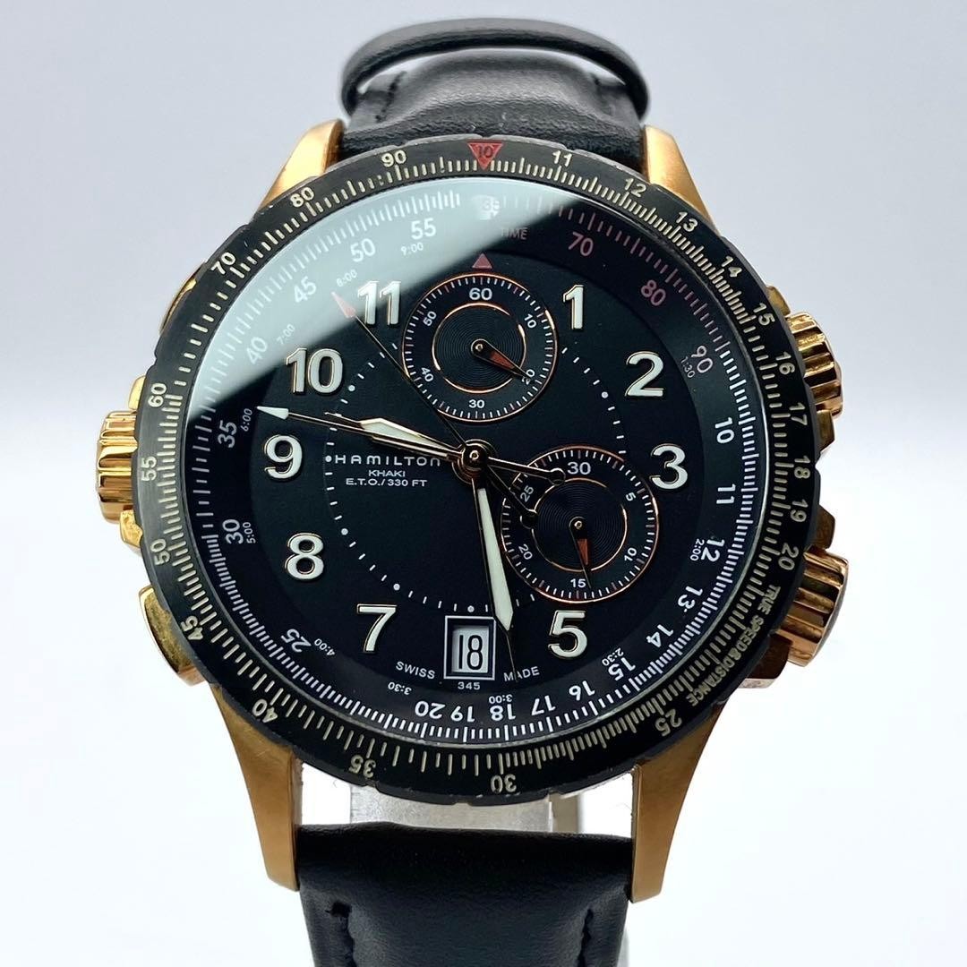 Hamilton Khaki Pilot Chronograph Black Men’s Watch Quartz Japan 0714512