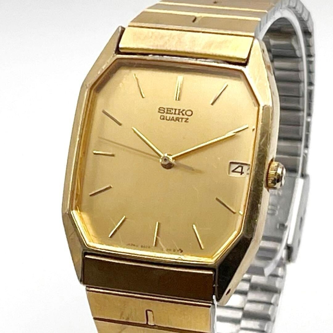 SEIKO Men’s Vintage Octagon Gold Quartz Date Dress Watch 6532-5310 1986