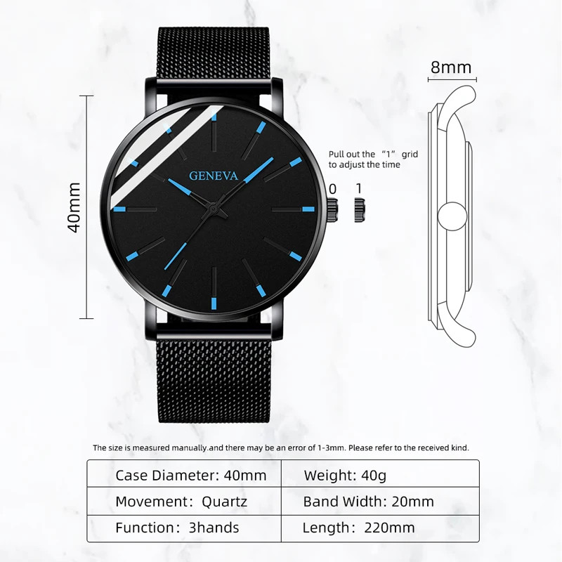 Minimalist Men’s Ultra Thin Quartz Watch with Mesh Strap – Business Style
