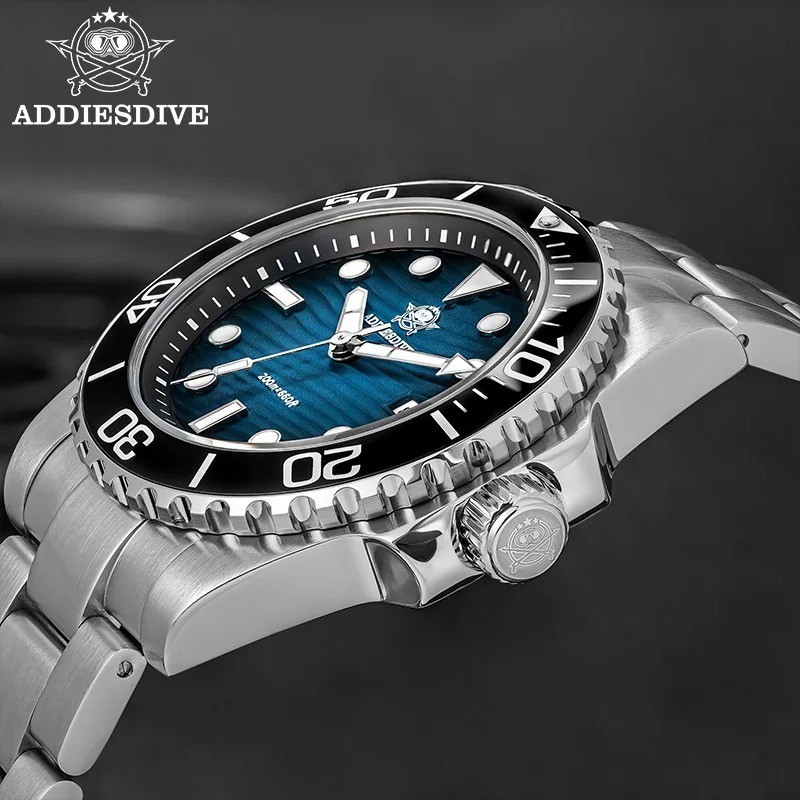 ADDIESDIVE Quartz Men’s Watch 41MM Diver 200M Waterproof Luminous Stainless NEW