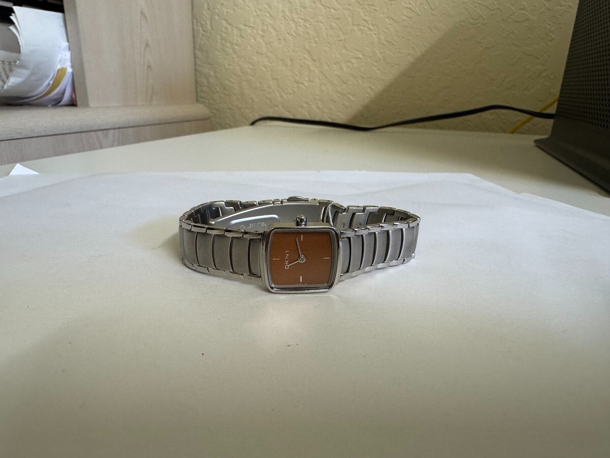 NOS Ladies DKNY NY-3215 stainless steel bronze dial watch