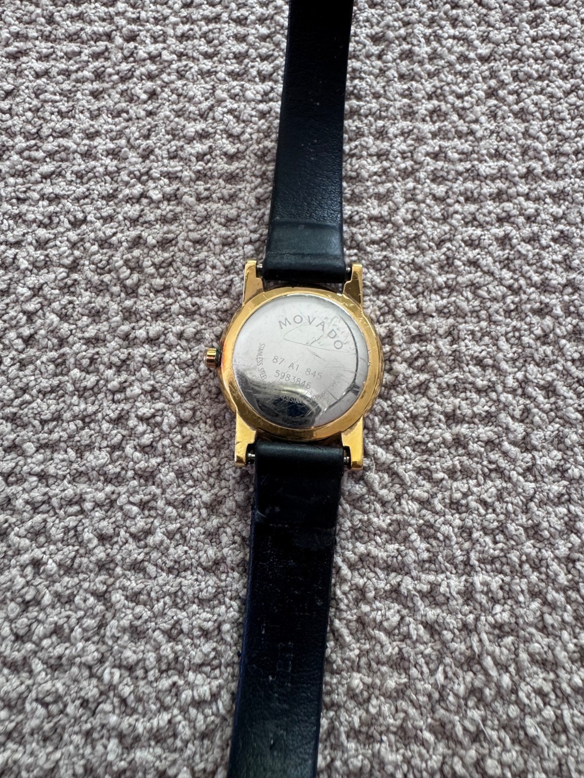 Movado Museum watch gold-tone stainless steel case and black leather strap