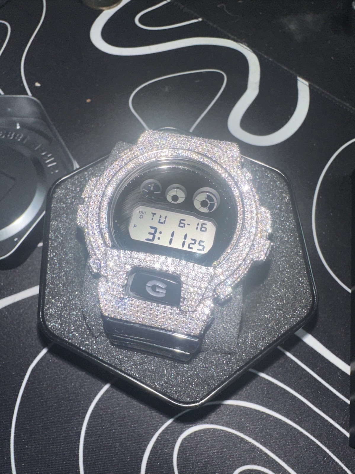 Casio G-Shock DW6900 Custom Iced Moissanite Watch VVS1 D Color Bust Down Digital