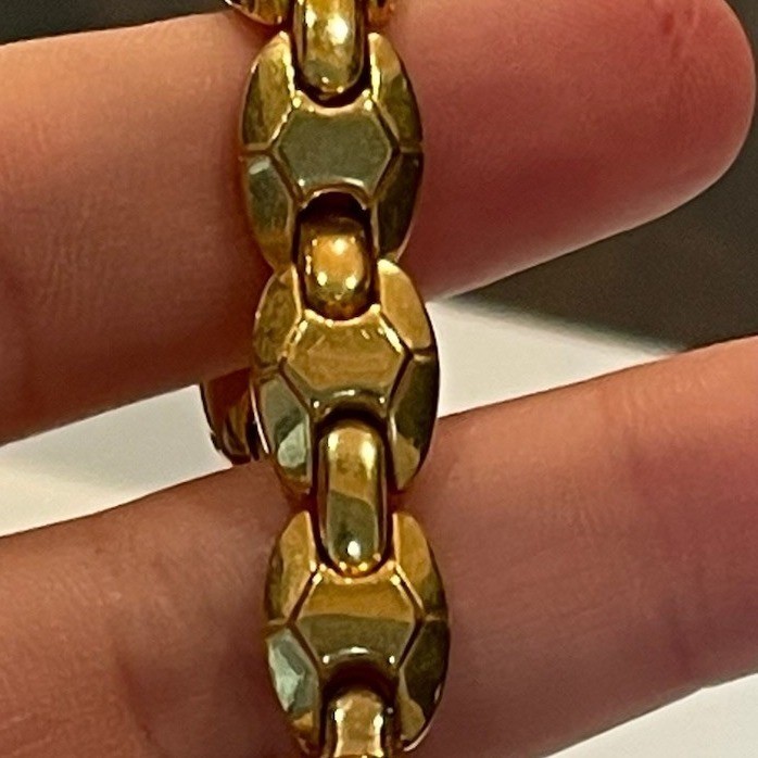 Lassale Womens Gold Tone Oval Face Dress Watch Geometric Link Bracelet Vintage