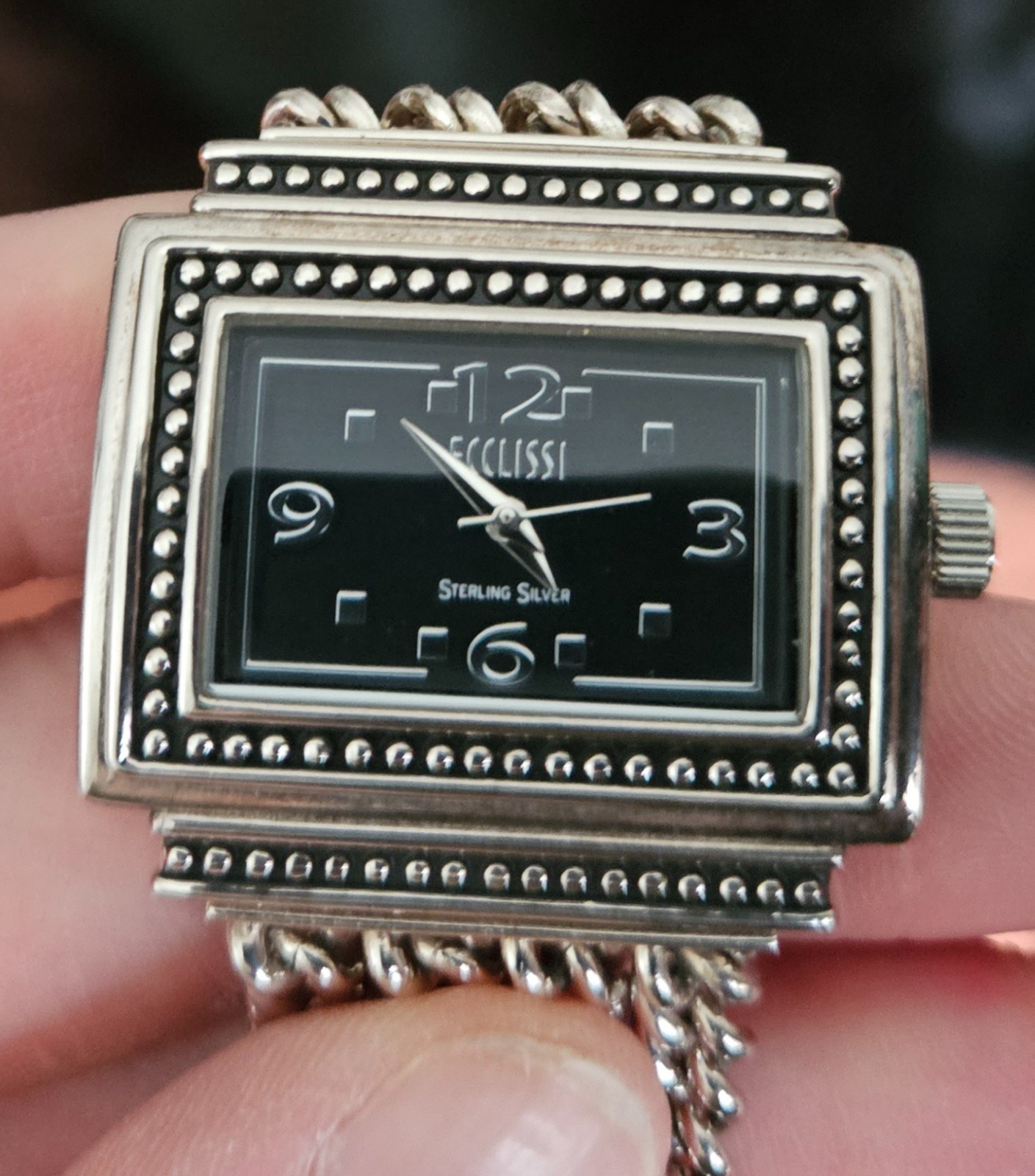 Sterling Silver 4 Strand Art Deco Wrist Watch Ecclissi # 33612