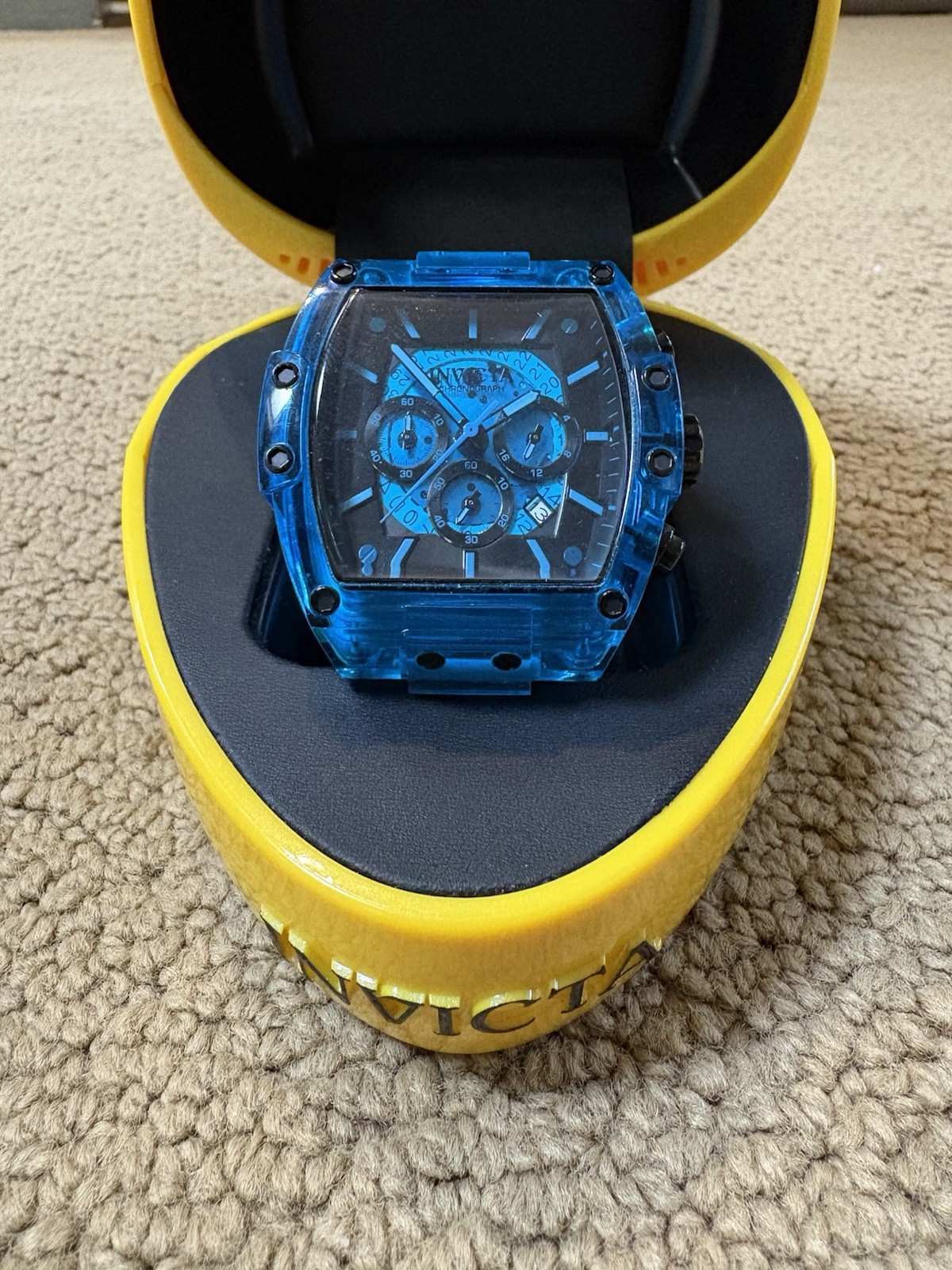 Invicta 44354 S1 Rally Diablo Blue Chrono Silicone Strap With Helmet Case