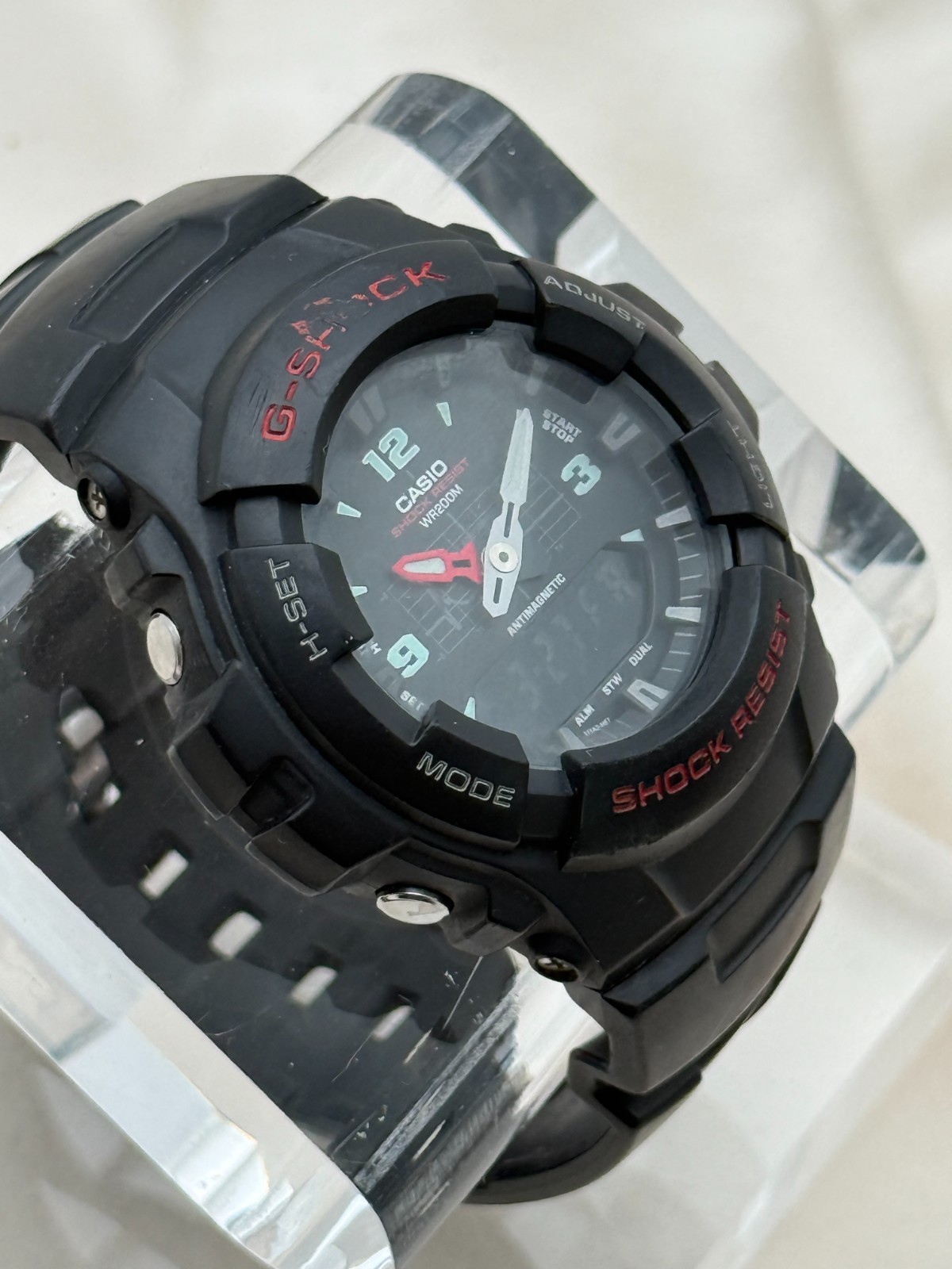 Casio G-Shock G-100 47mm Quartz Ana-Digi Black Resin Alarm Dual Time