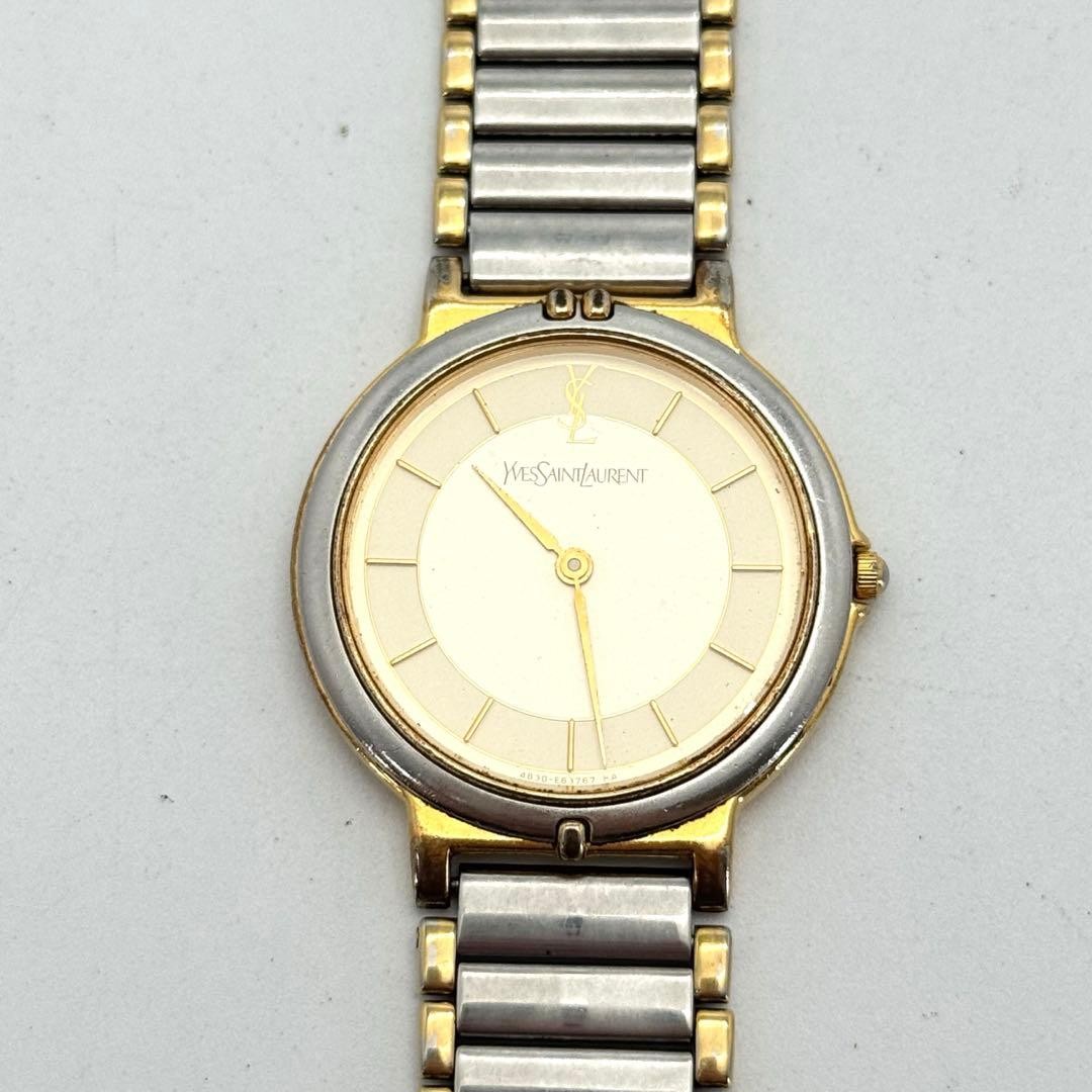Yves Saint Laurent Quartz Wristwatch 4620-E62267 Two-Tone Gold Japan 073634