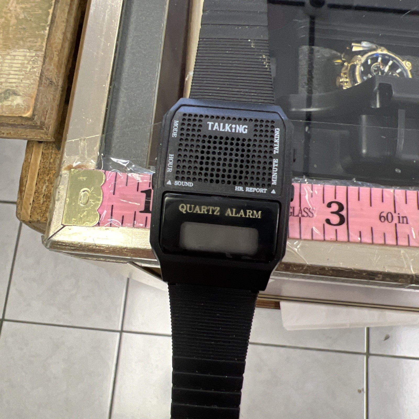 Unisex Adults Black Talking Alarm Watch( Defective For Parts 😩)good Luck Bi