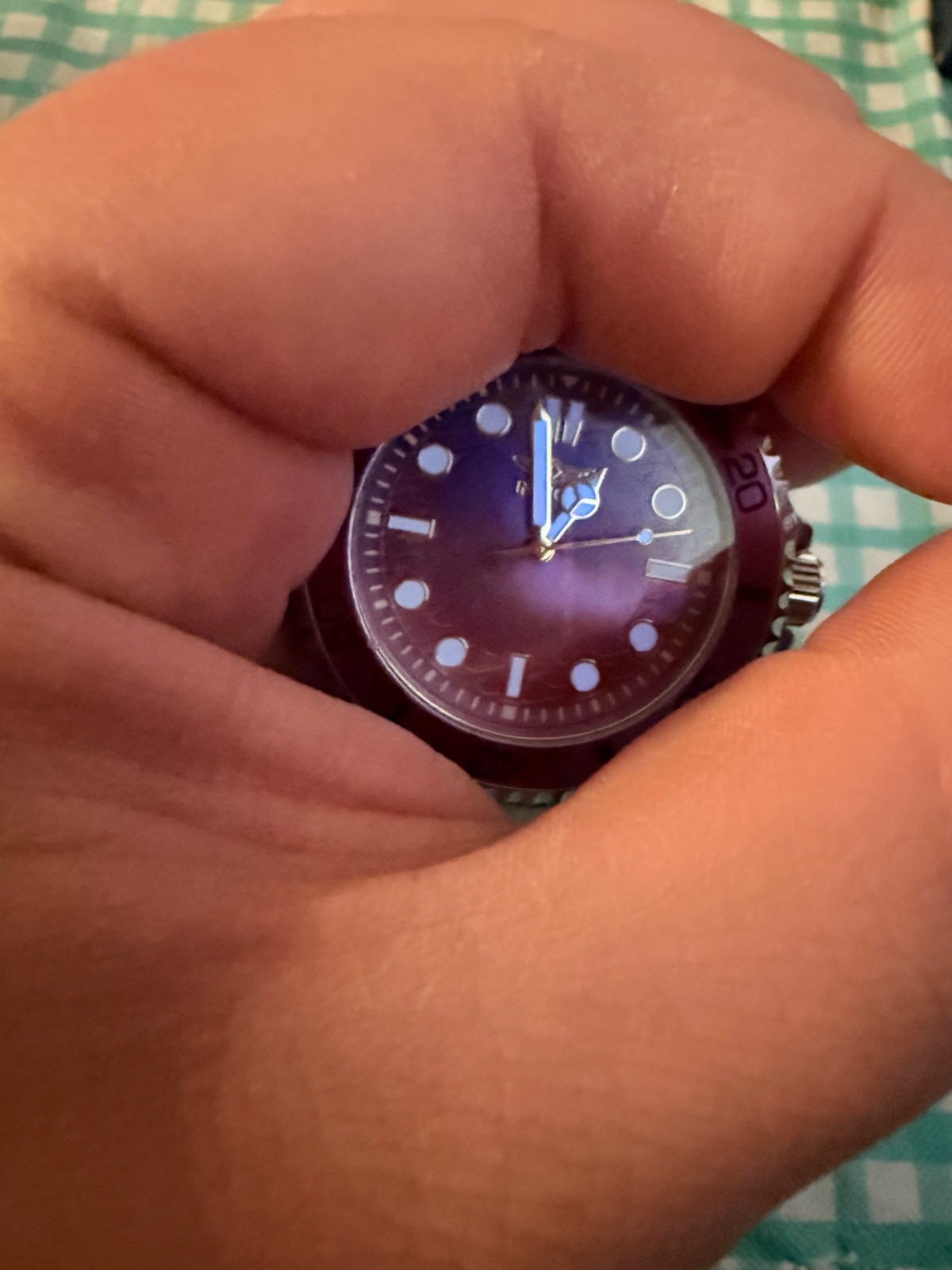 Invicta Pro Diver Mens Quartz Watch 43mm Purple/Blue Gradient Dial Bezel Steel