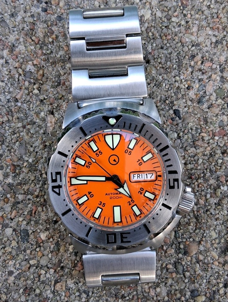 Islander Orange Dial Automatic Dive Watch with AR Double Dome Sapphire, #ISL-94