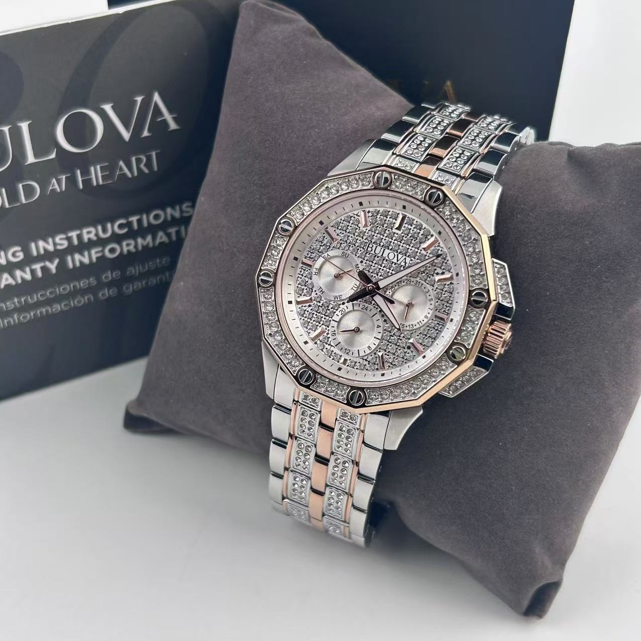 Bulova Octava 98C133 White Dial Rose Gold Stainless Steel Men’s Quartz Watch