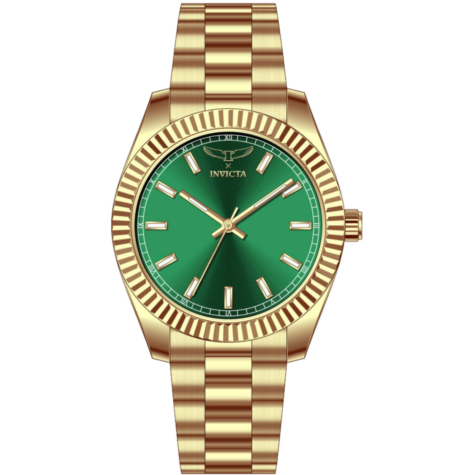 Invicta Men’s Watch Specialty I by Invicta Green Dial Yellow Gold Bracelet 69008