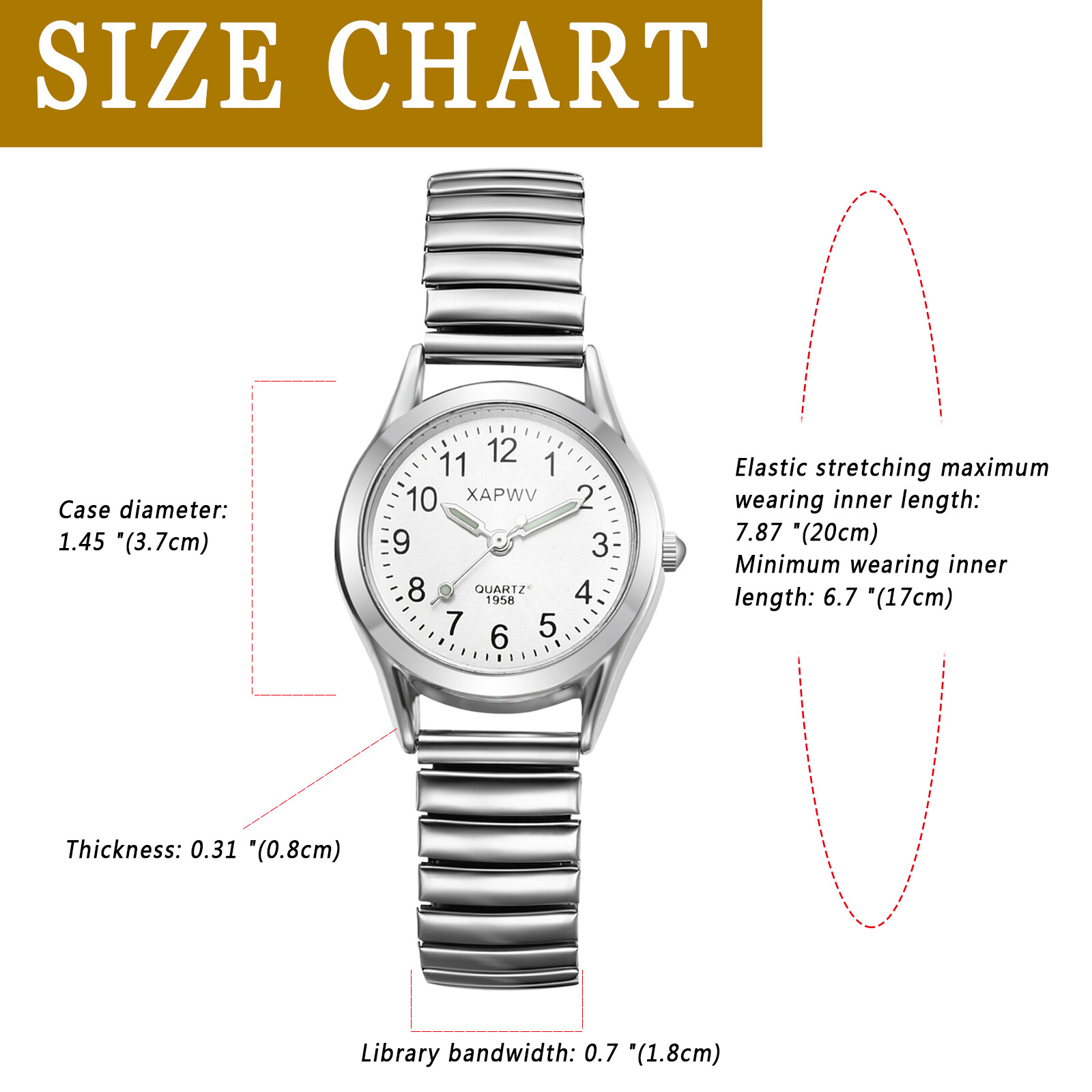 Men’s Women’s Stainless Steel Elastic Band Luminous Indicator Quartz Wrist Watch