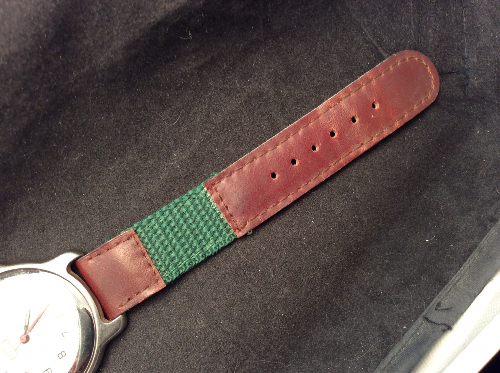 Very Nice Working ARMY Quartz Watch With Military Time Leather & Canvas Band