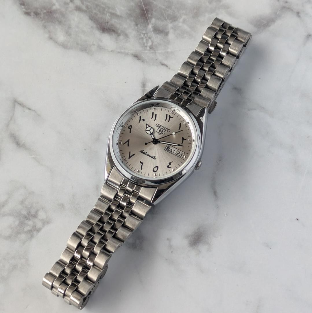 SEIKO 1980-1989 5 Automatic Silver Dial Watch 35mm Wrist 19cm From Japan
