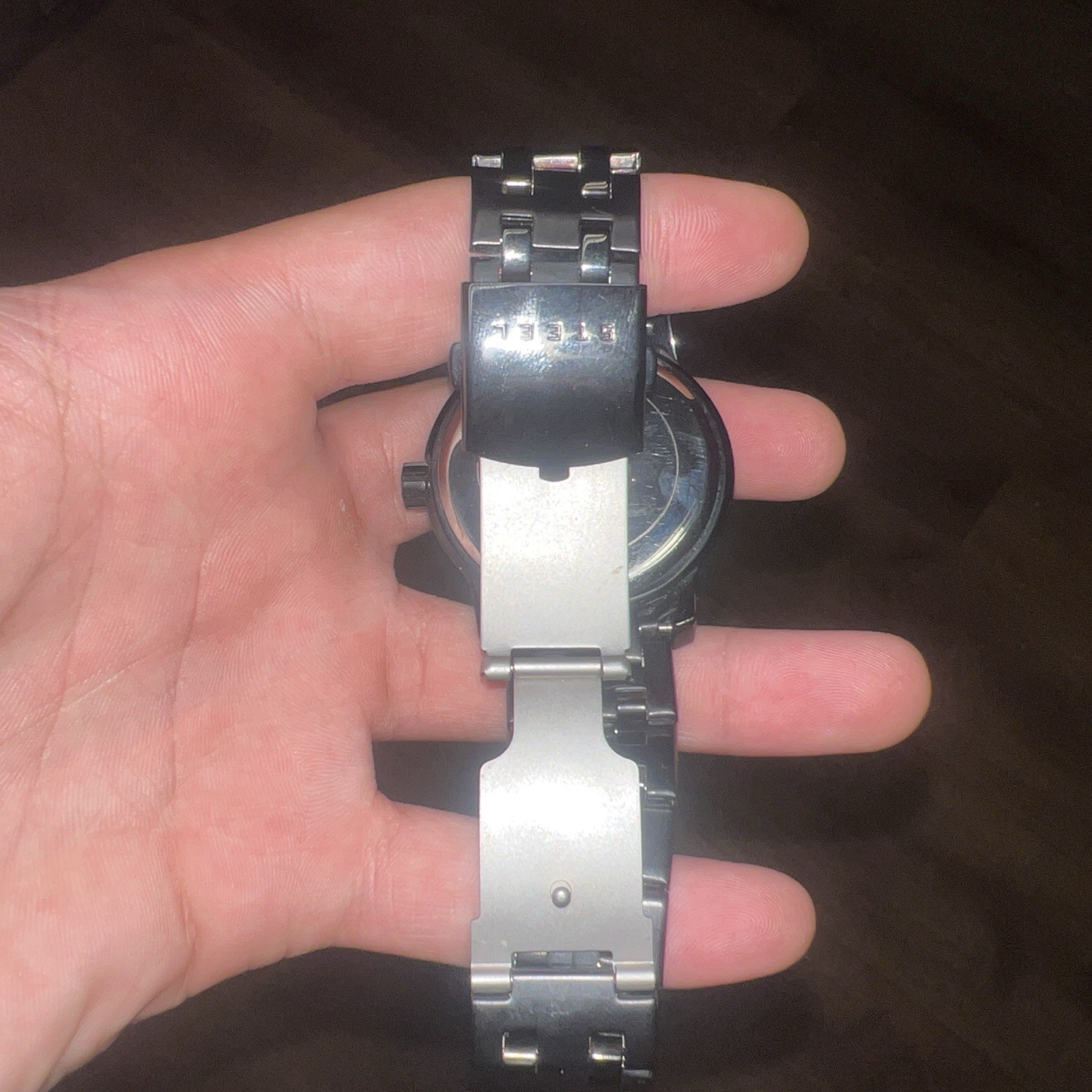 GUESS Men’s Black Analog Metal Bracelet Wristwatch Round Stick Indexes