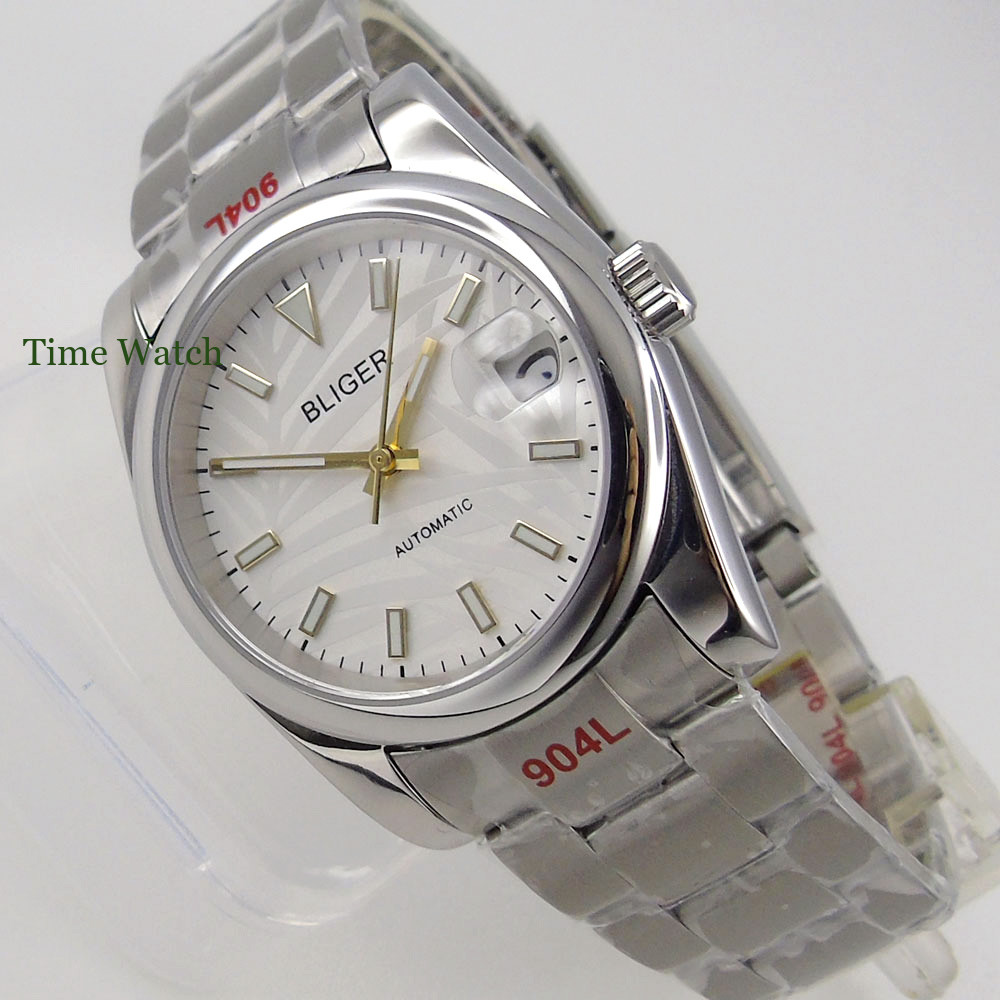 Sapphire Men’s Automatic Watch NH35 White Palm Polished Oyster Band 39mm/36mm