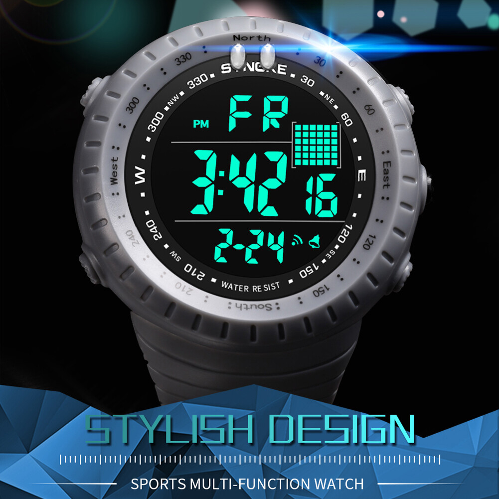 1/2Pcs Mens Water-Resistant Wristwatch Sports Digital Function LED Display Watch